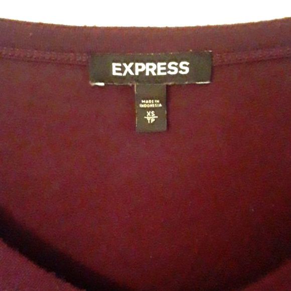 Express Burgundy Red Soft Oversized Sweater with Stitching on Shoulders XS - Picture 5 of 5